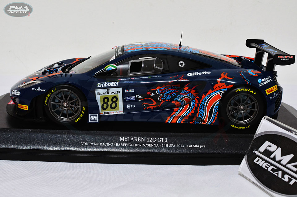 BRUNO SENNA, CHRIS GOODWIN, ROB BARFF 2013 VON RYAN RACING MCLAREN MP4-12C GT3 1:18